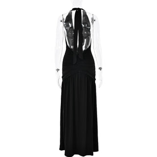 Halter deep v neck backless high slit maxi dress