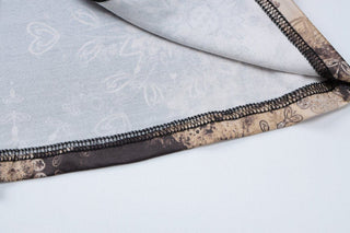 V neck lace hem print self tie cami pant set