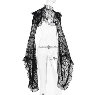 Long flared sleeve lace ruffle shrug top