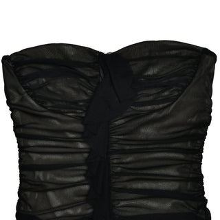 Sweetheart neck ruched ruffle tube midi dress-final-sale