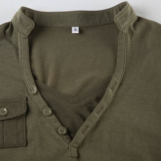 V neck long sleeve button top