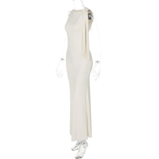 Ruffle irregular ruched 2-way maxi dress