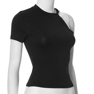 Crew neck irregular solid top
