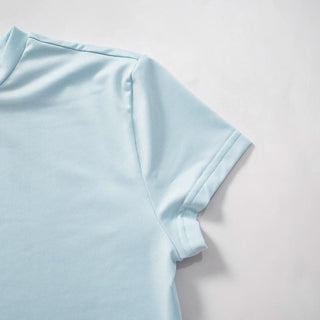 Short sleeve crewneck high rise solid pant set