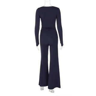 Long sleeve ruched high rise pant set