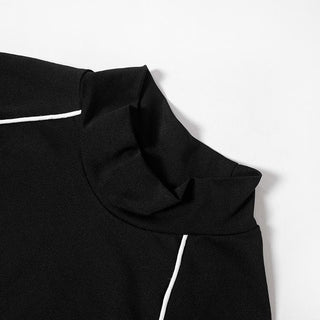 Long sleeve high neck button contrast bodysuit