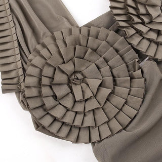 Halter pleated hollow out ruched mesh backless cut out top