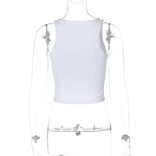 U neck beaded ribbed "kiss" pattern tank top