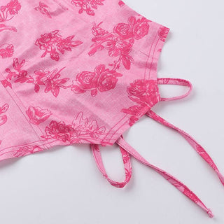 Flower print lace up tube top