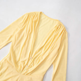 Long sleeve v neck button maxi dress