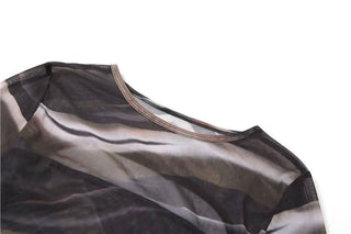 Long sleeve crewneck mesh backless crop top