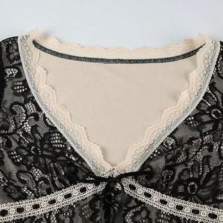 Long flared sleeve lace bowknot top