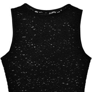 Crewneck lace sleeveless solid medium rise pant set