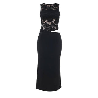 Sleeveless lace hollow out cut out maxi dress