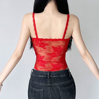 V neck lace bowknot cami bodysuit