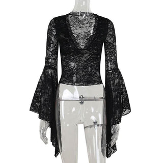 Long sleeve v neck lace top