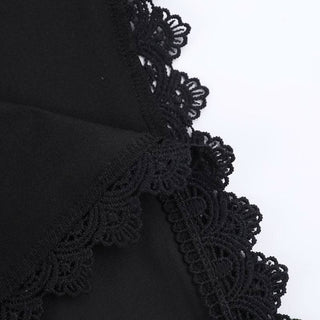 Hoodie long sleeve lace hem embroidery hollow out cut out mini dress