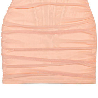 Cowl neck zip-up ruffle cami mini dress