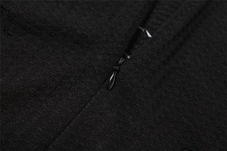 Hollow out zip-up gloves long sleeve solid high neck jumpsuit