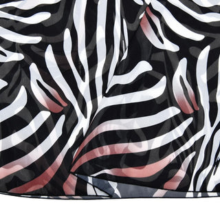 Long sleeve zebra print mesh see through patchwork maxi dress