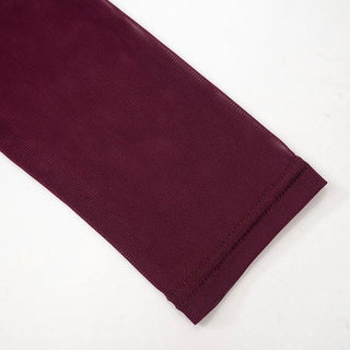 Ruched mesh long sleeve v neck solid top