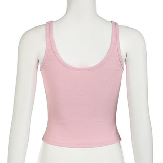 U neck bowknot ribbed backless tank top