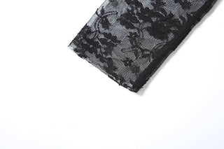 Long sleeve hollow out ruched lace cut out top