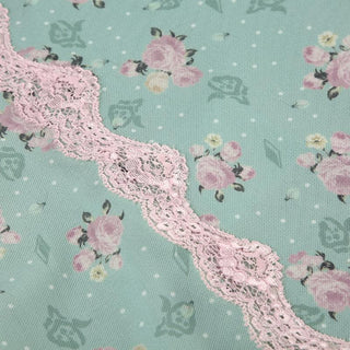 Lace hem bowknot print mesh slit cami mini dress