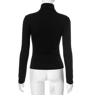 Long sleeve high neck beaded print contrast top