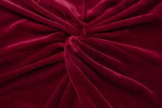 High neck long sleeve velvet ruched maxi dress