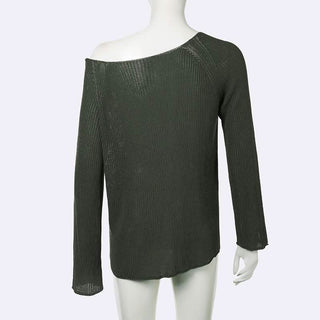 Long sleeve off shoulder knitted top