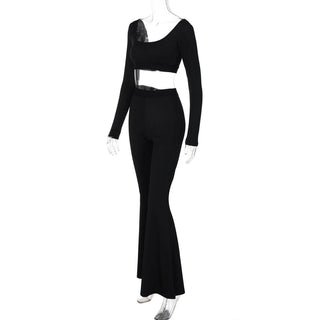 Leopard print u neck high rise pant set