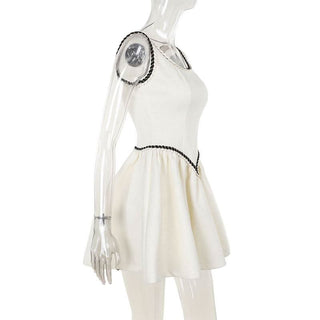 U neck zip-up backless cami mini dress