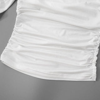 Irregular long sleeve hollow out ruched one shoulder cut out top