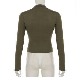 V neck long sleeve button top