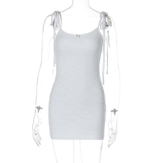 U neck knotted lace cami mini dress