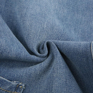 Contrast star pattern raw hem pocket straight leg jeans