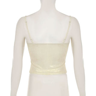 Metallic ruched backless cami top