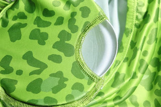 Sweetheart neck padded leopard print ruffle midi dress