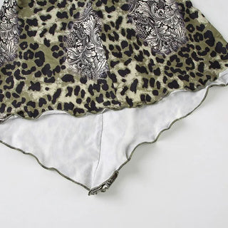 Leopard print halter o ring backless top