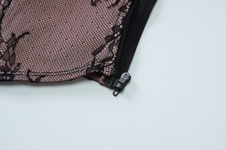 Sweetheart neck bustier lace zip-up tube top