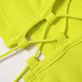 Long sleeve hollow out lace up mesh mini skirt set