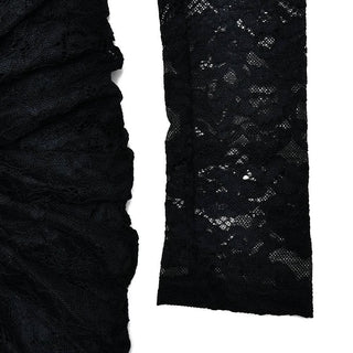 Crewneck long sleeve lace o ring ruched mini dress