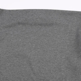 Long sleeve irregular slit off shoulder solid top