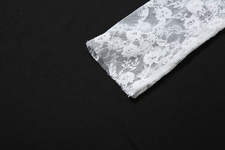 Long sleeve v neck lace print top