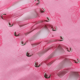 Flower print lace up tube top