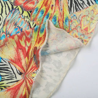 Long sleeve crewneck sheer mesh butterfly print top