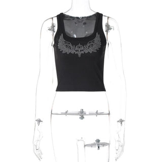 U neck beaded ribbed contrast tank top