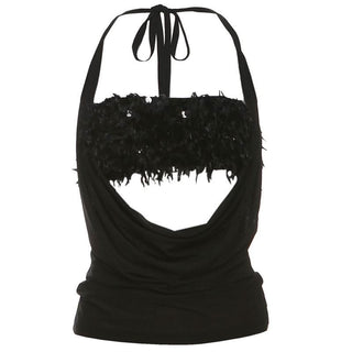 Halter glitter mesh 2 piece top