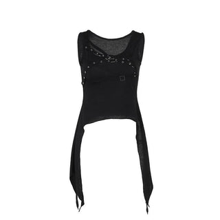 U neck cross front solid top